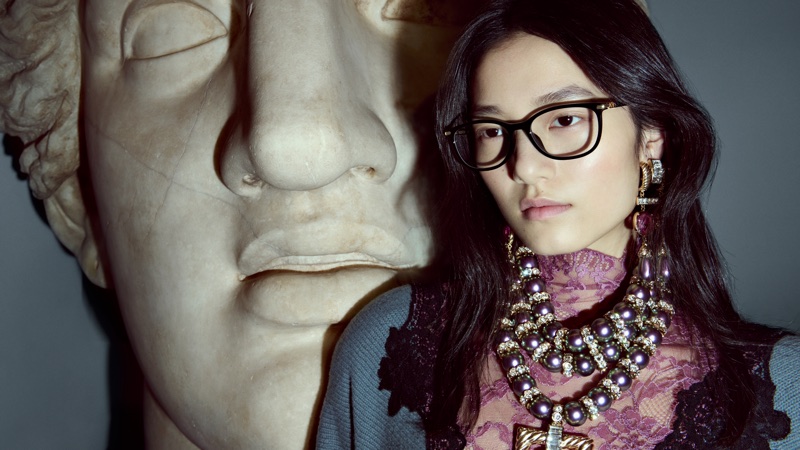 A model in fine black optical frames