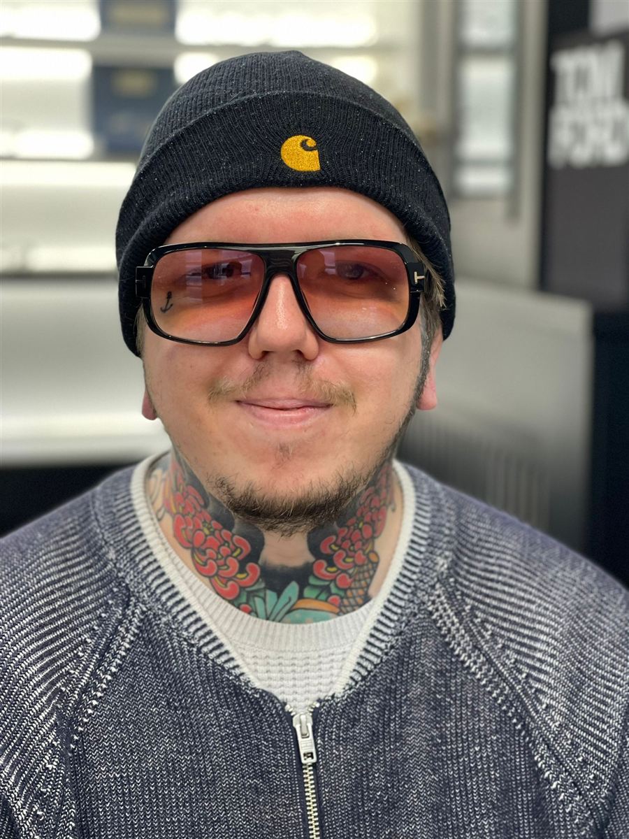 One of our patients in their new glasses