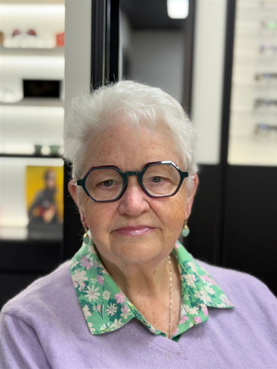 One of our patients in their new glasses