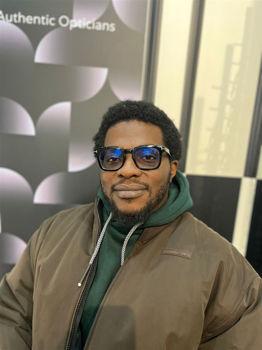 One of our patients in their new glasses