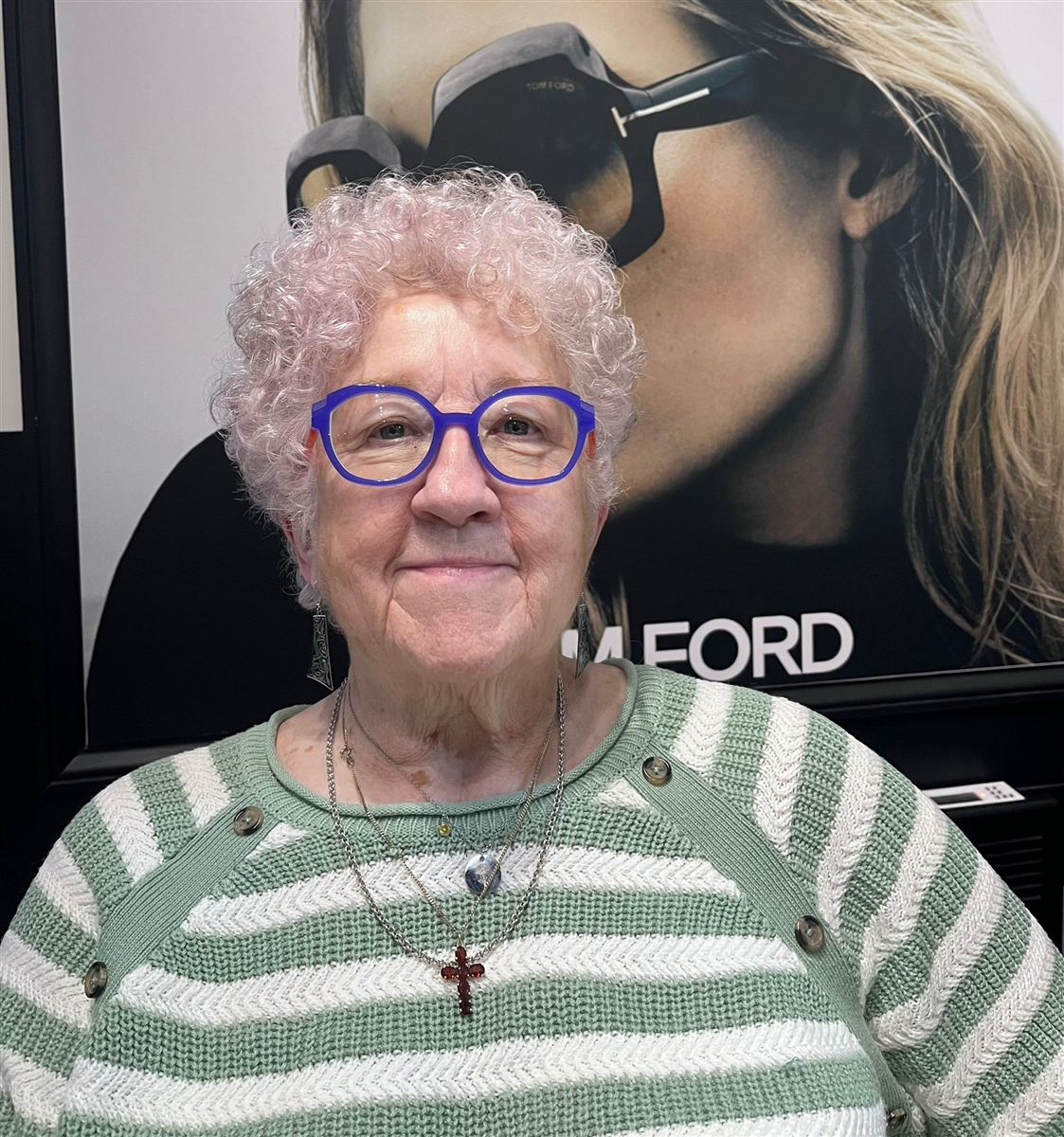 One of our patients in their new glasses