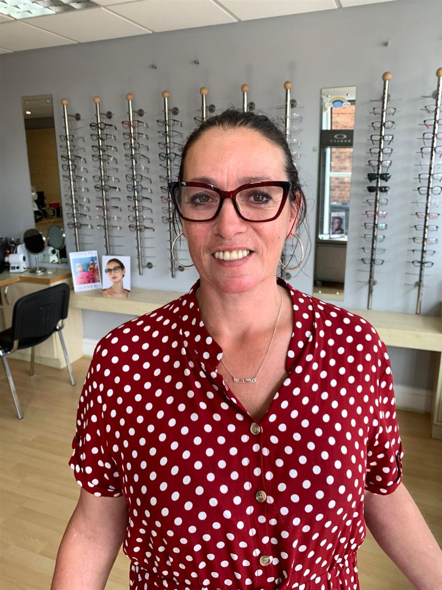 One of our patients in their new glasses