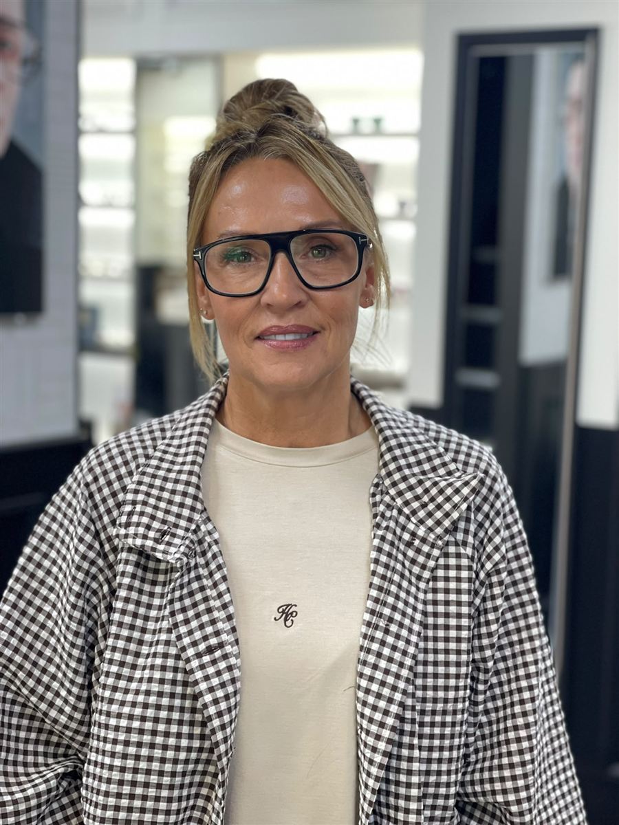 One of our patients in their new glasses